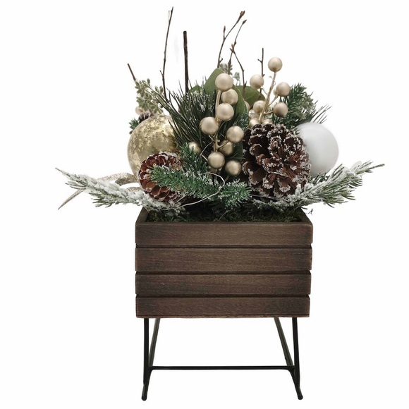 🎉HP🎉 St. Nicholas Square® Wooden Sleigh LED Lit Artificial Floral Arrangement - Picture 5 of 6